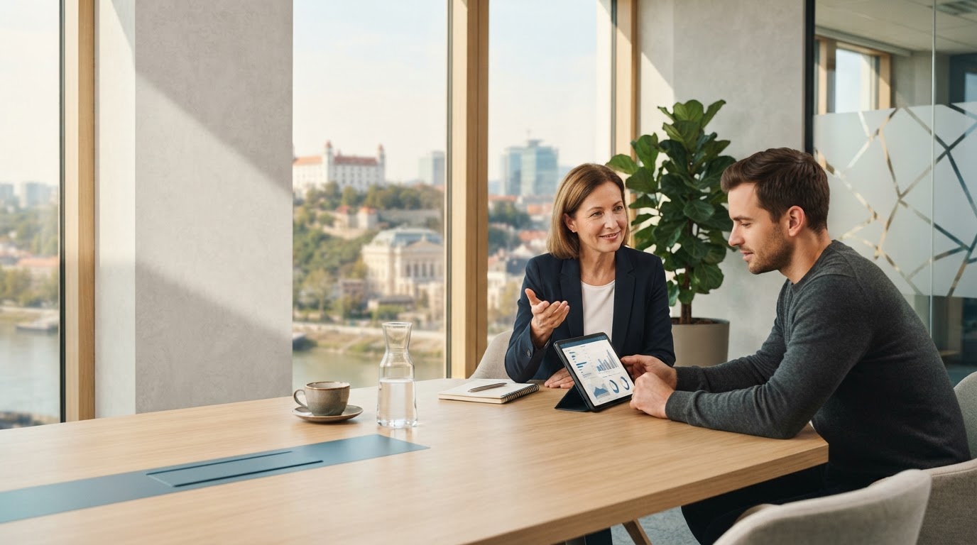 Nexora Invest — rozhranie aplikácie na tablete v modernom domácom prostredí